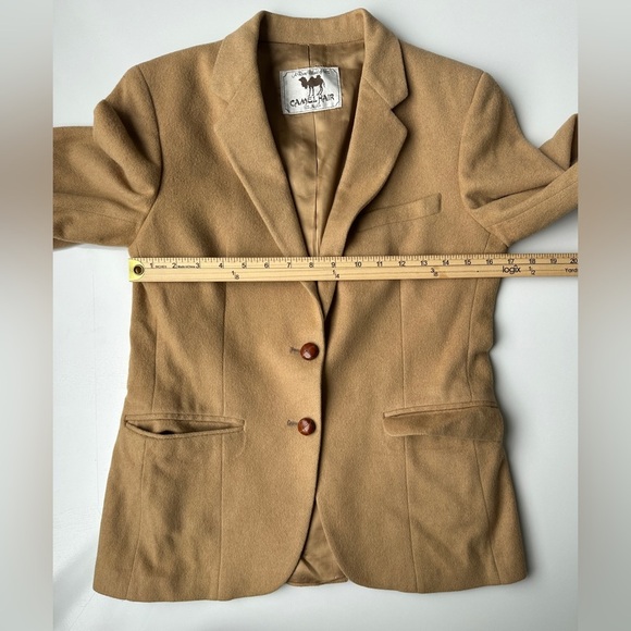 Vintage Camel Hair Blend Tan Thick Lined Button Blazer Jacket Women’s Small - Picture 5 of 7